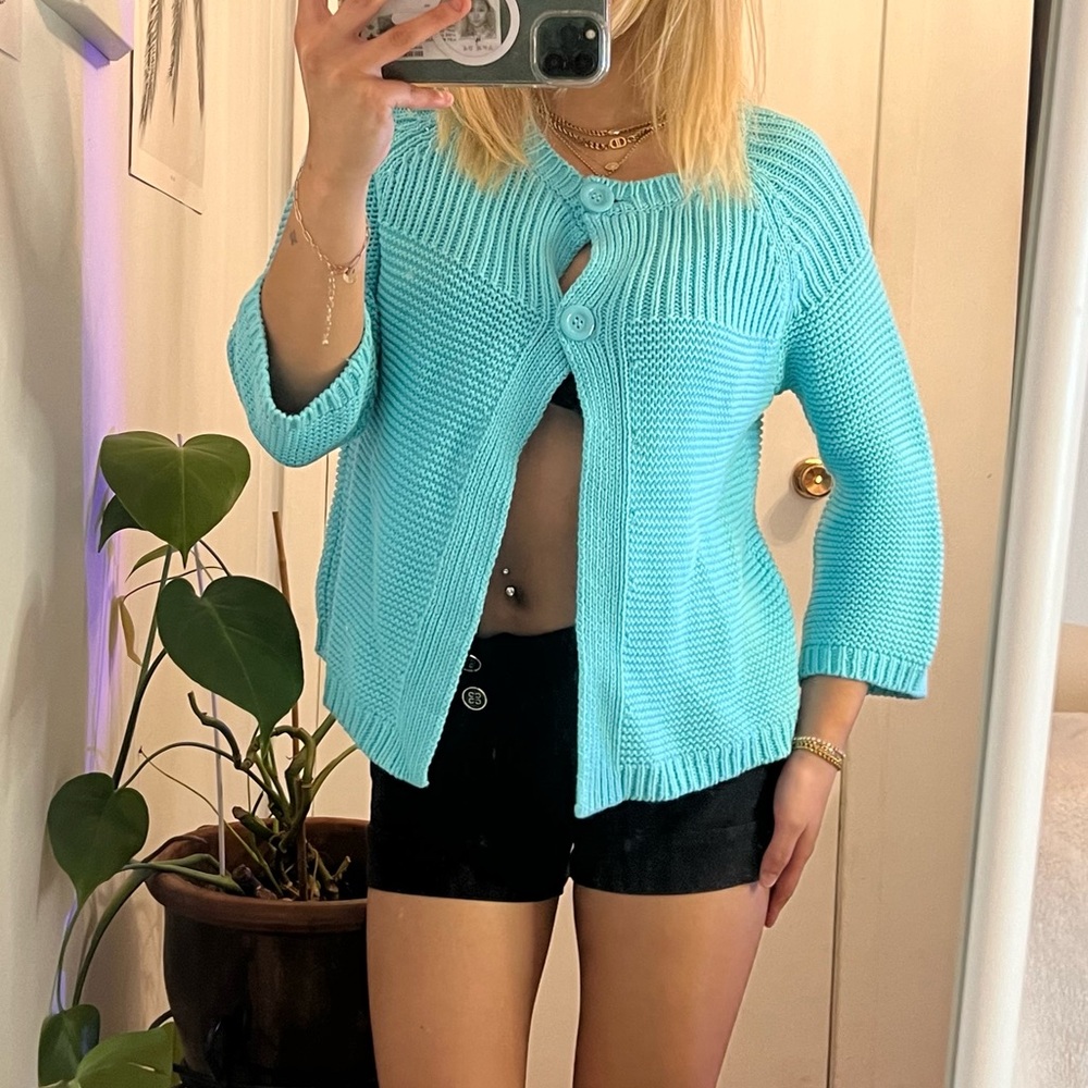 vintage turquoise/mint button up cardigan